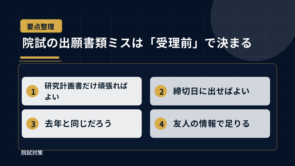 院試の出願書類ミスは「受理前」で決まる