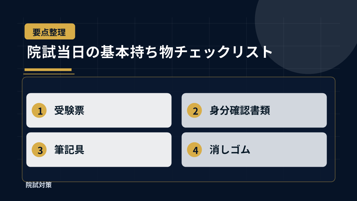 院試当日の基本持ち物チェックリスト