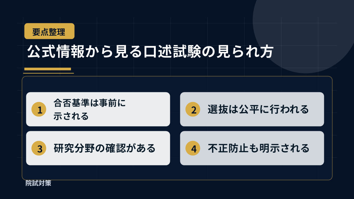 公式情報から見る口述試験の見られ方
