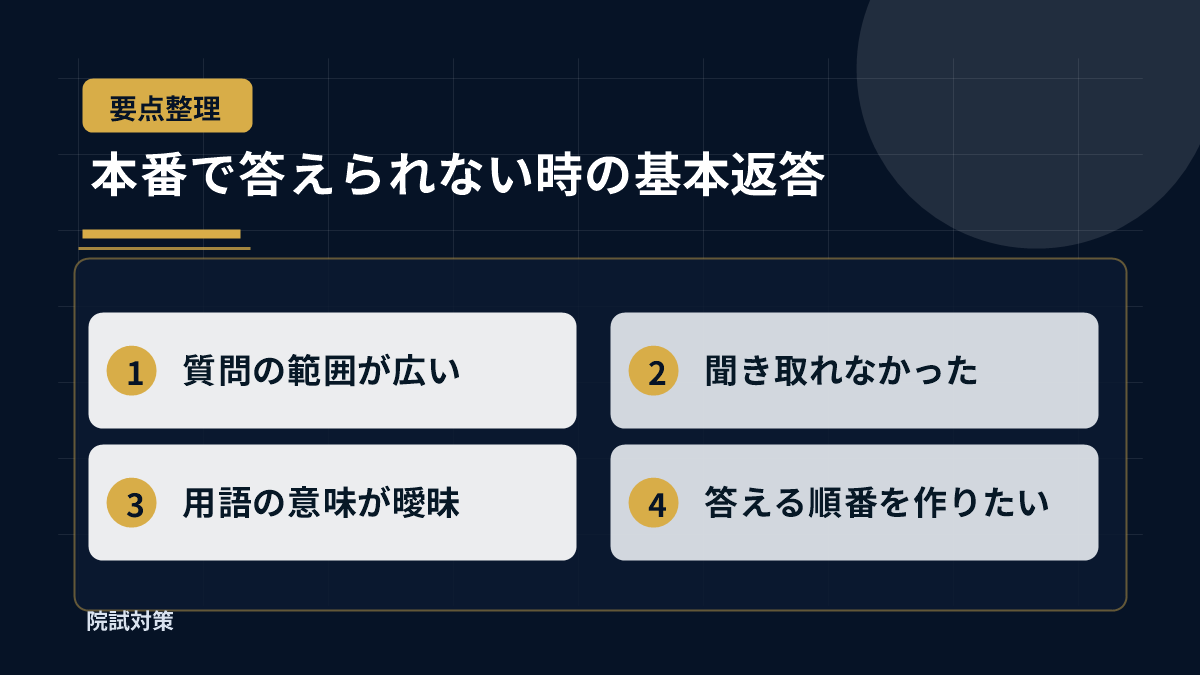 本番で答えられない時の基本返答