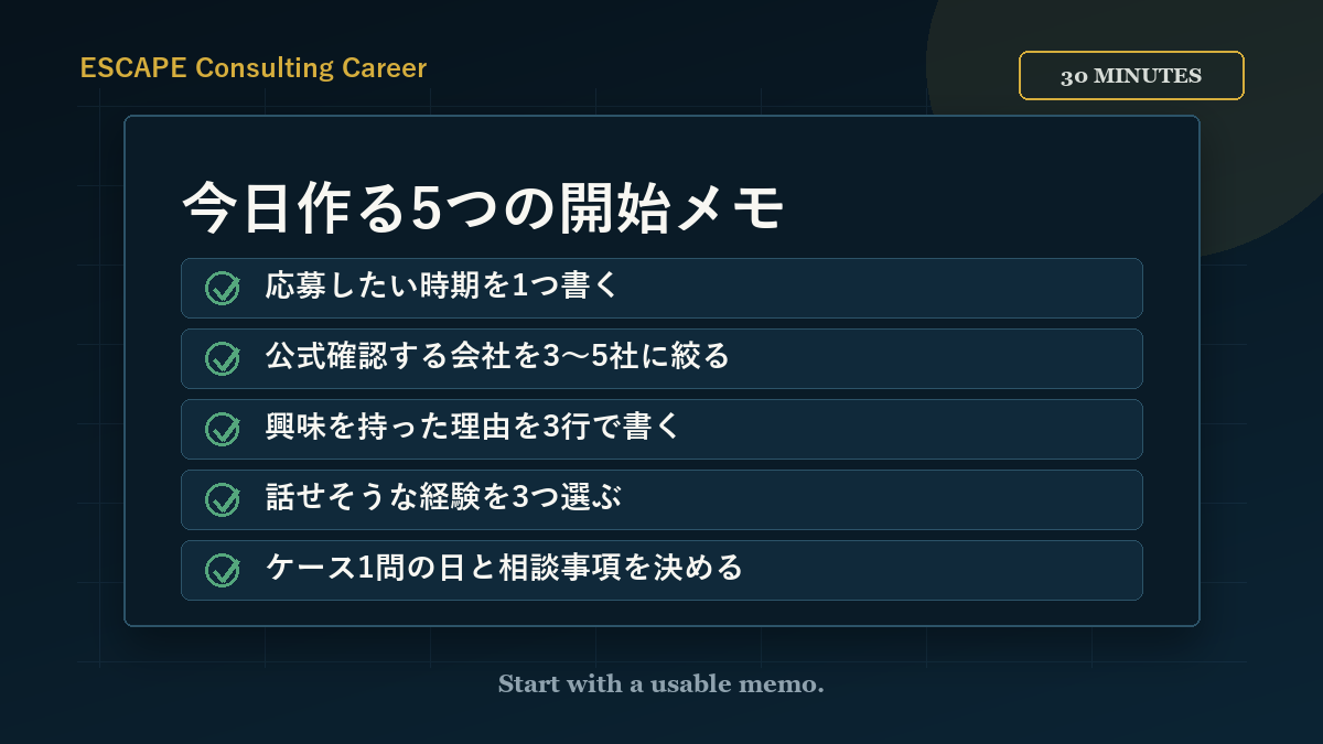 今日30分で作るコンサル就活開始メモ