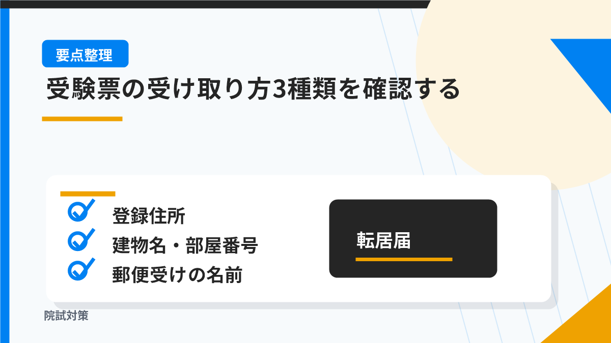 受験票の受け取り方3種類を確認する