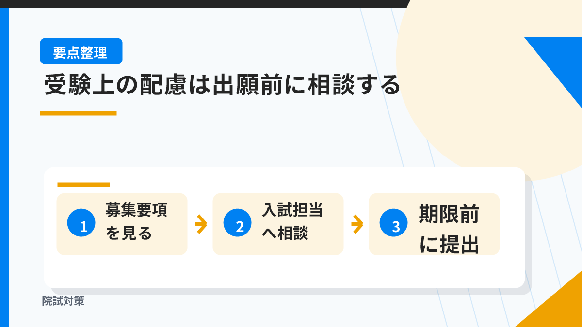 院試の受験上の配慮は出願前に相談する