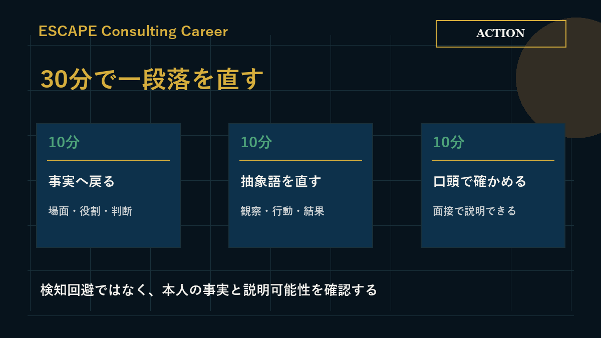 AIっぽいES・職務経歴書を30分で見直す行動計画