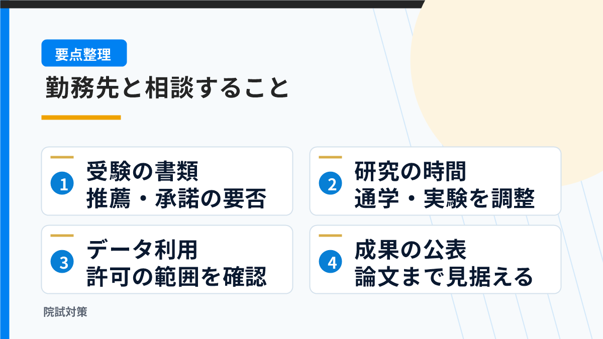 勤務先と研究時間やデータ利用を相談する図